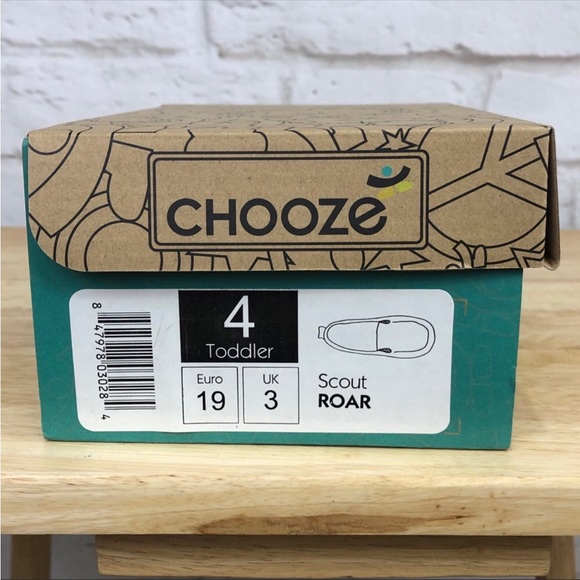 CHOOZE Scout Roar blue slip ons with orange and yellow dinosaurs - Picture 7 of 8